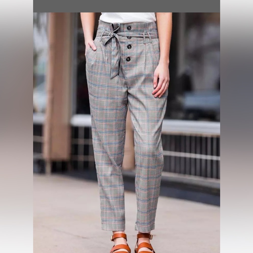 Paper bag plaid pant